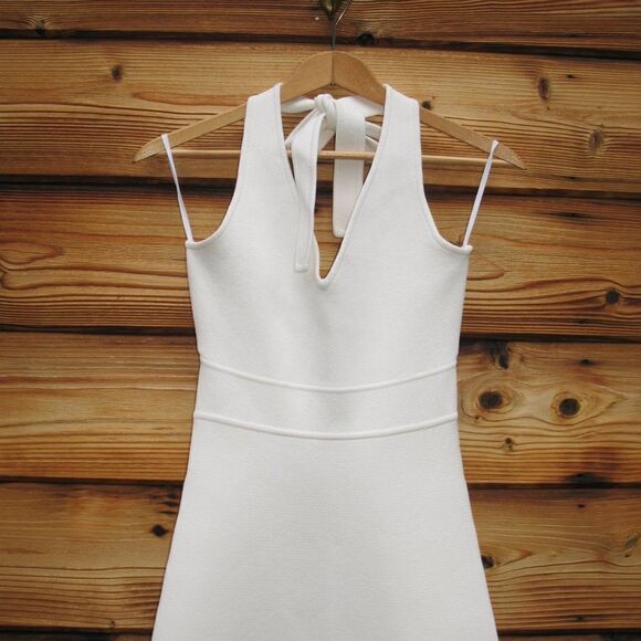Scanlan Theodore Ivory Crepe Halter Dress - Picture 4 of 10